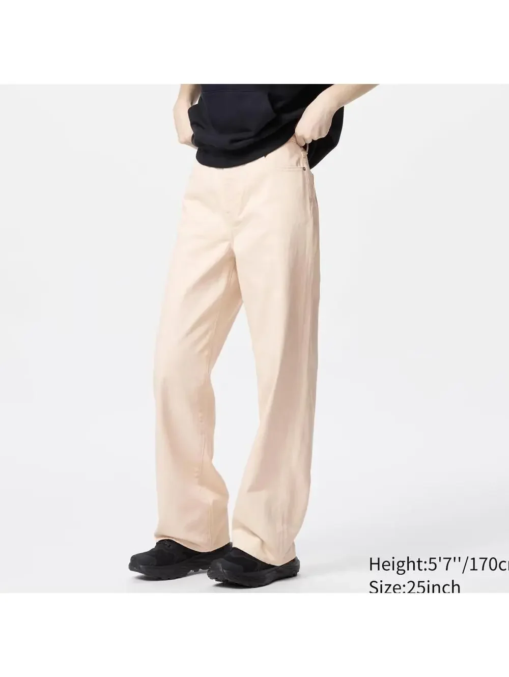Uniqlo Cotton Wide Straight Leg Jeans NWT Pink Size 34